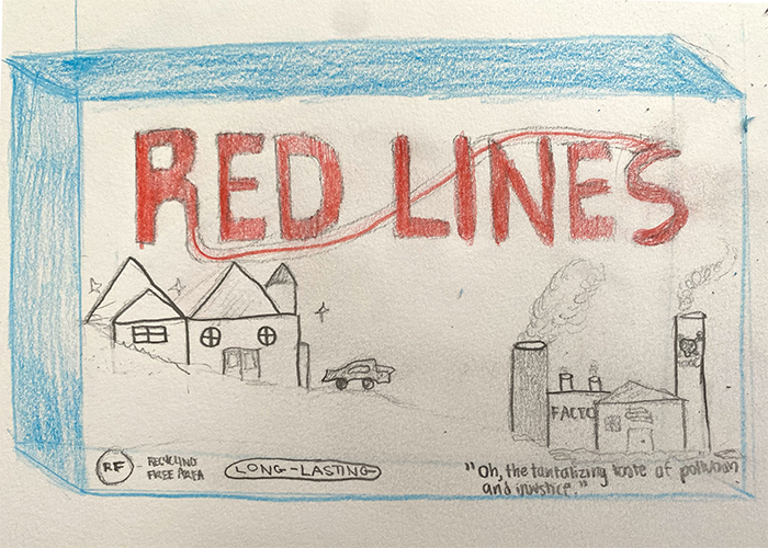 Middle school artwork about redlining