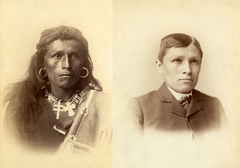 Carlisle Indian School photo from nps.gov showing assimilation of a young Indigenous boy